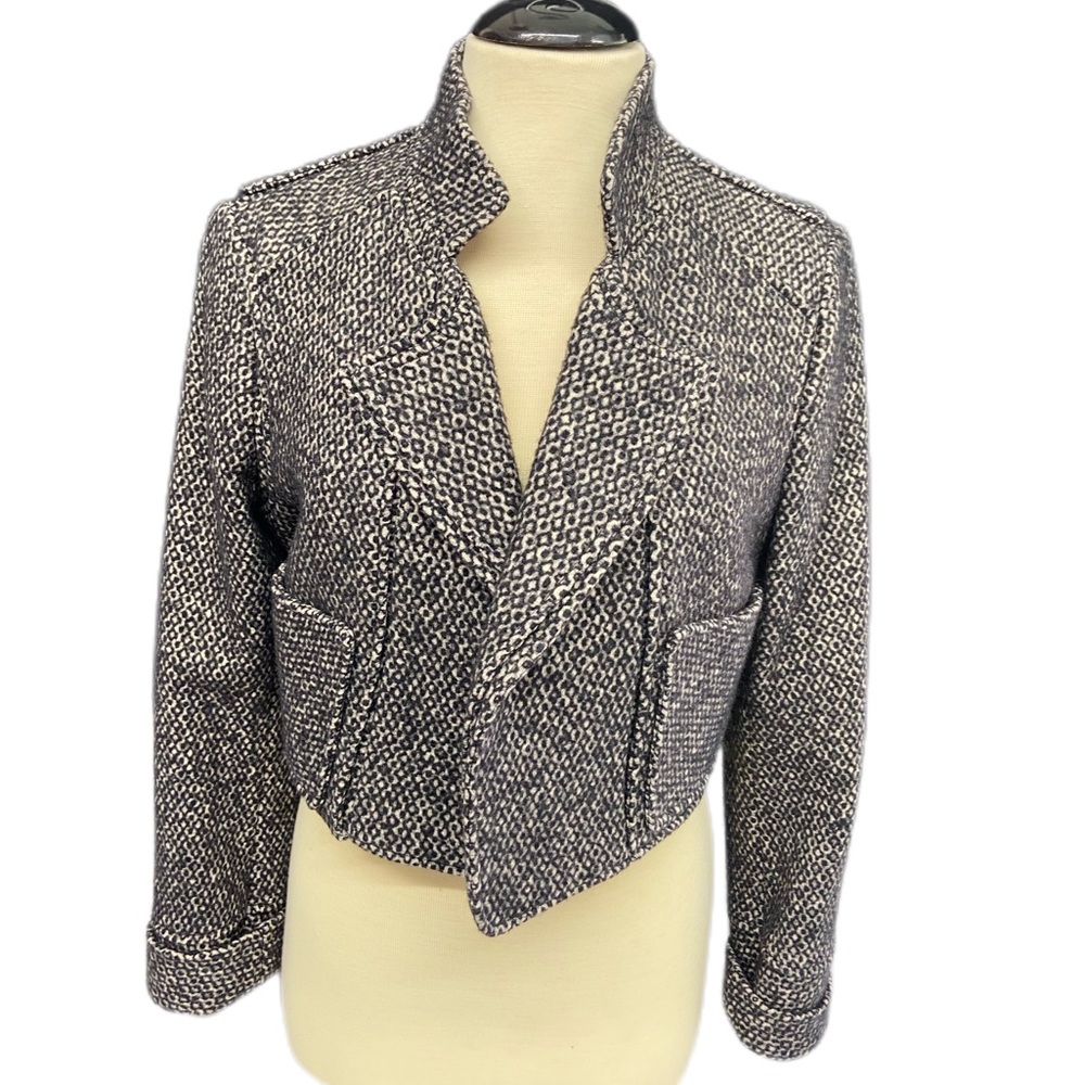 Yves Saint Laurent size 12 (44) short jacket black and cream